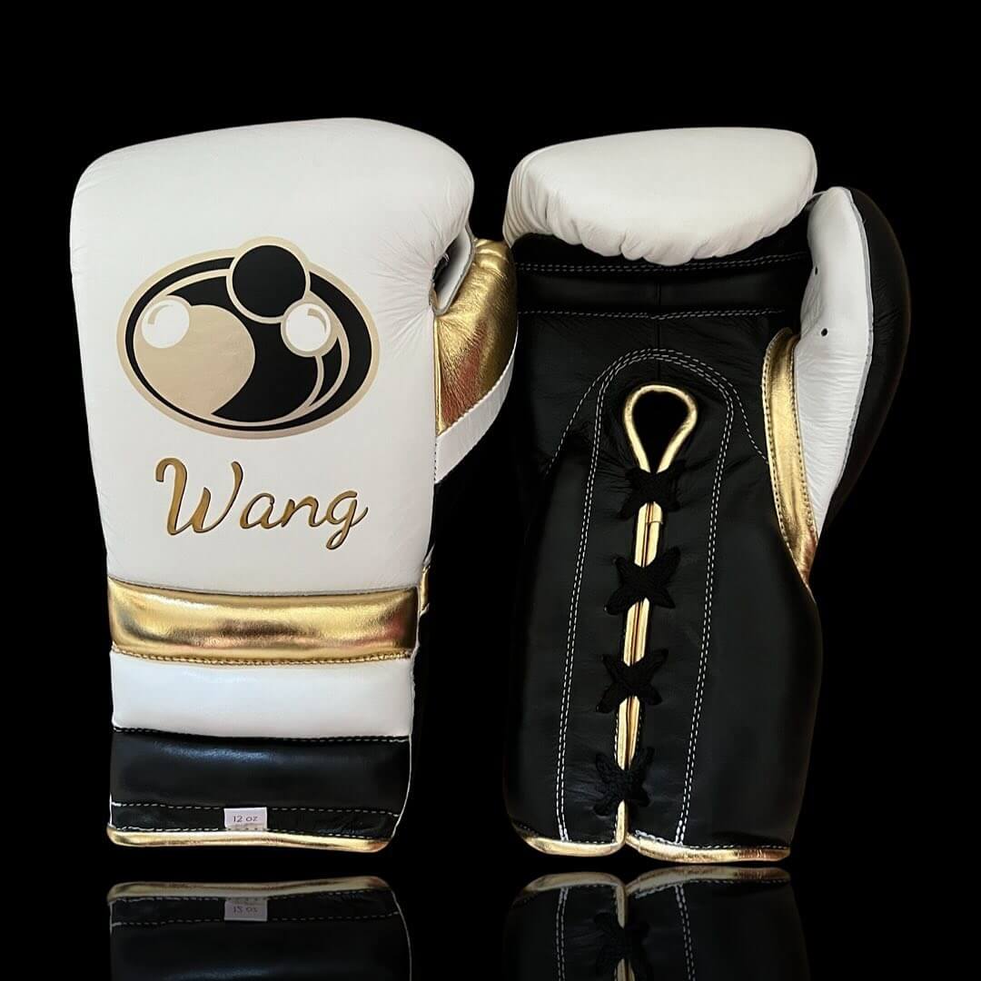 Grant White/Black/Gold Leather Boxing Gloves Heavy Duty Training Pair