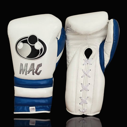 Grant White/Blue Full View Leather Boxing Gloves