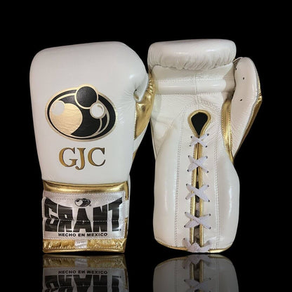 Grant Boxing Gloves White/Gold 14oz Leather Training Gloves