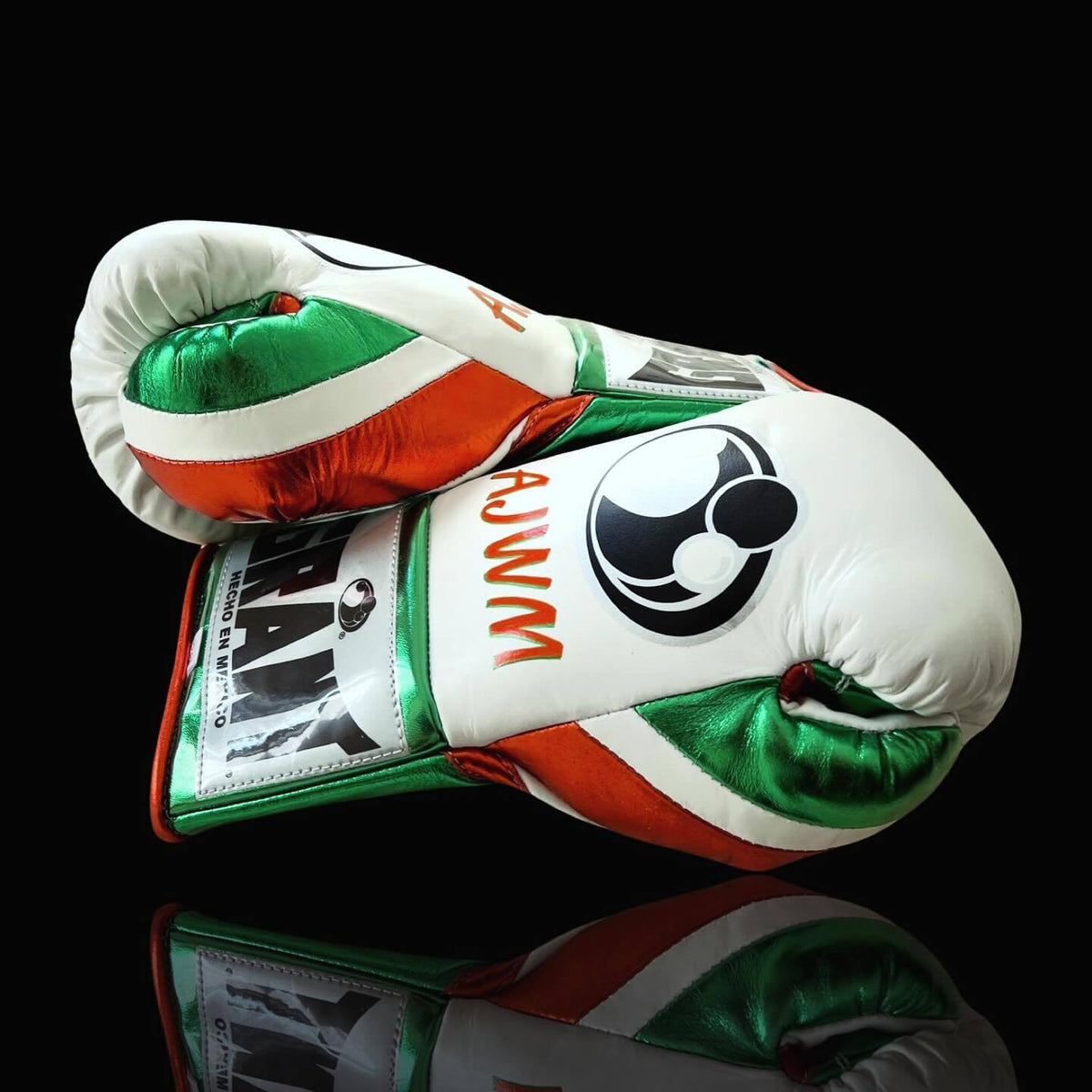 Grant White/Green/Orange Boxing Gloves Premium Gym Training Pair Thumb View