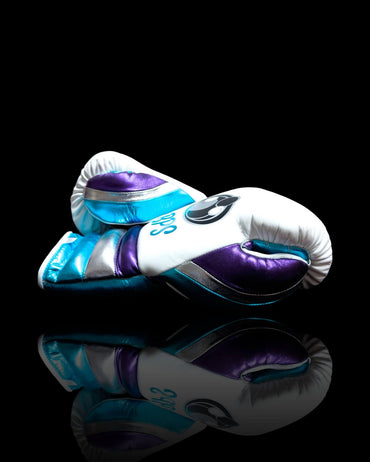 Grant White/Purple/Blue Boxing Gloves Premium Gym Training Pair Thumb View