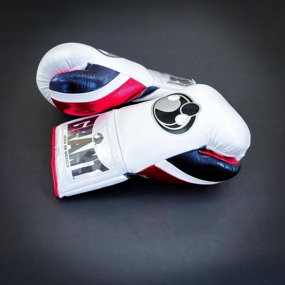 Grant Boxing Gloves White/Red/Blue 14oz Leather Training Gloves Thumb View