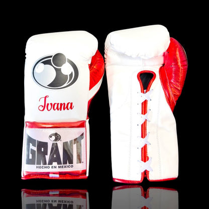 Grant White/Red 14oz Boxing Gloves Custom Sparring Gloves