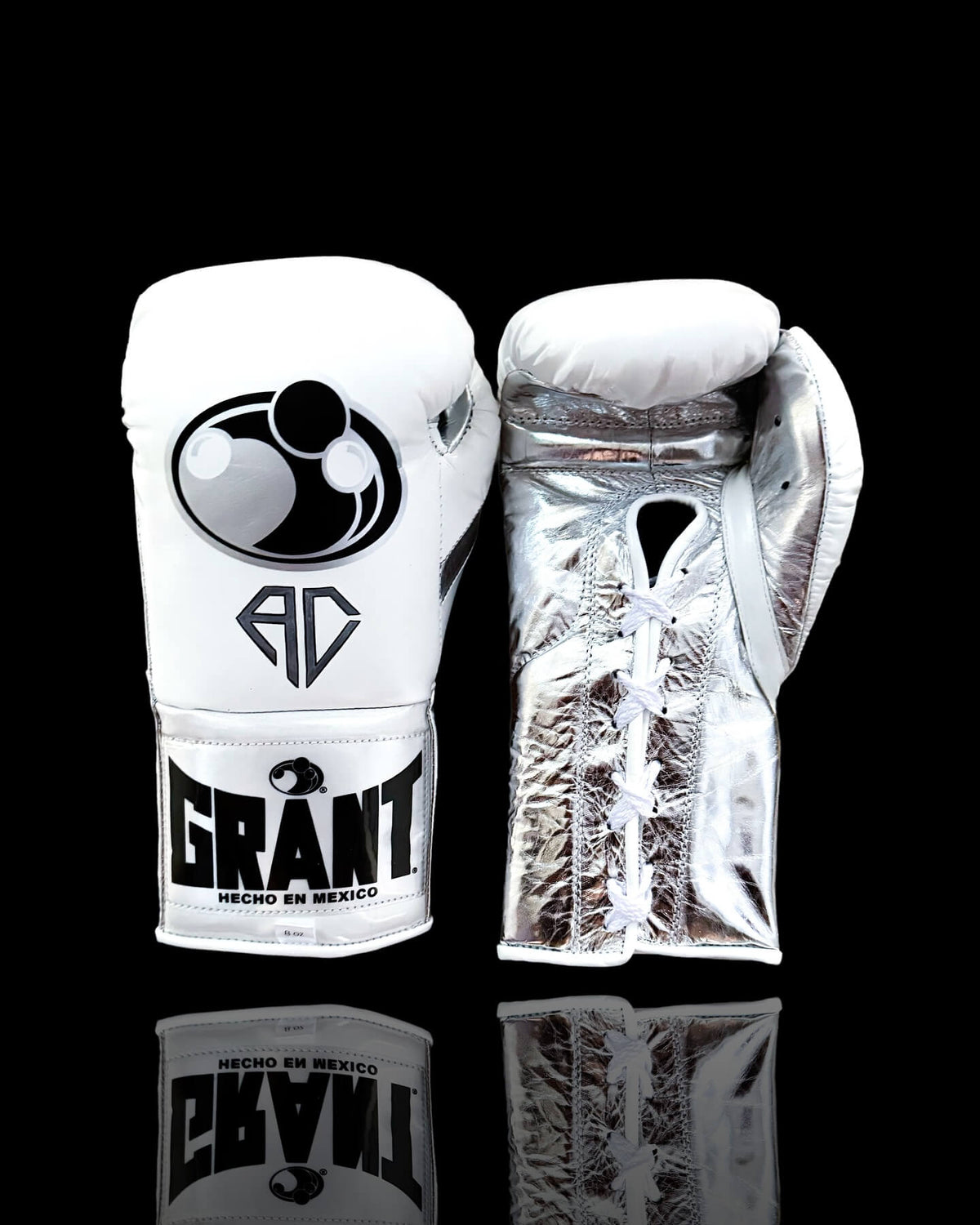 Grant White/Silver Leather Boxing Gloves Heavy Duty Training Pair
