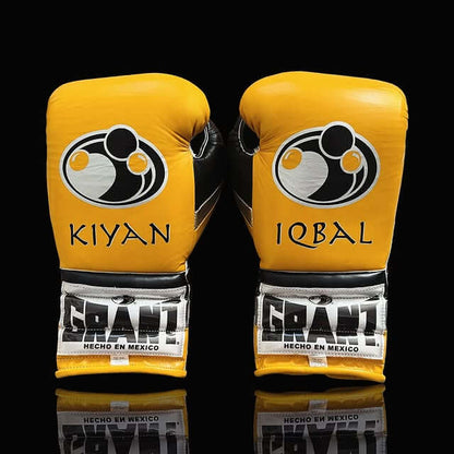 Grant Yellow/Black/Silver Boxing Set Heavy Duty Gloves Back View