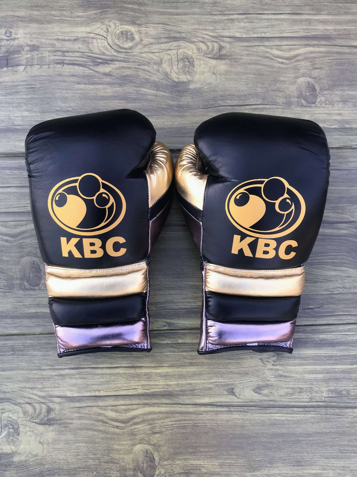 Grant Boxing Sets Black/Grey/Gold Leather Training Gloves Back View