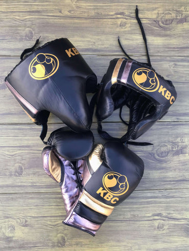 Grant Boxing Sets Black/Grey/Gold Leather Training Set for Intense Sessions