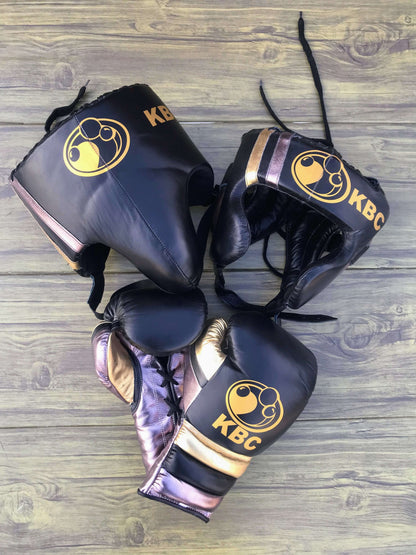 Grant Boxing Sets Black/Grey/Gold Leather Training Set for Intense Sessions