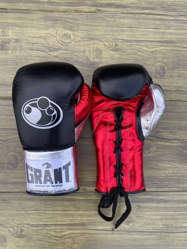 Grant Boxing Sets Black/Red/Silver  Gloves Front View