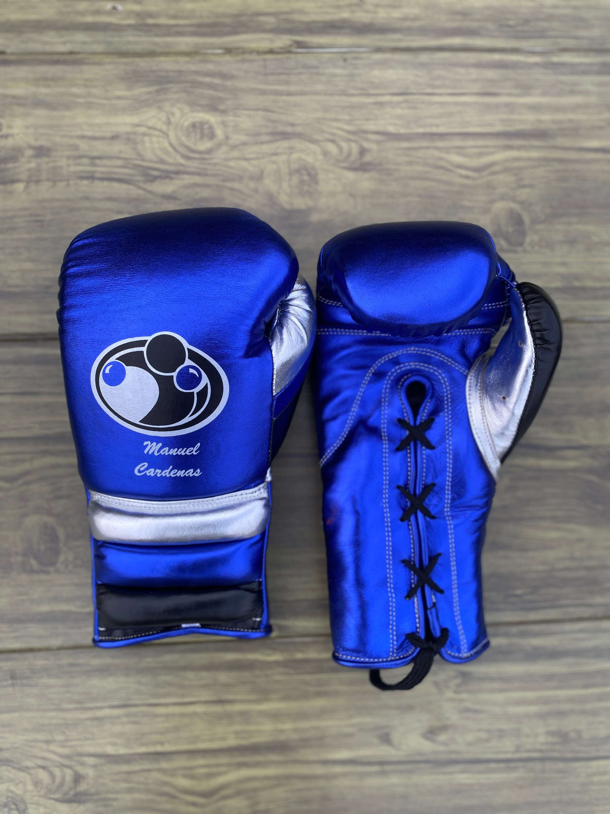 Grant Boxing Sets Blue/Silver/Black Gloves Front View