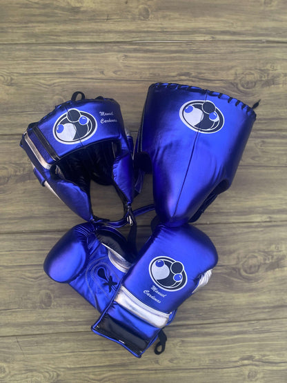 Grant Boxing Sets Blue/Silver/Black Gloves and Mitts Combo for Pad Work