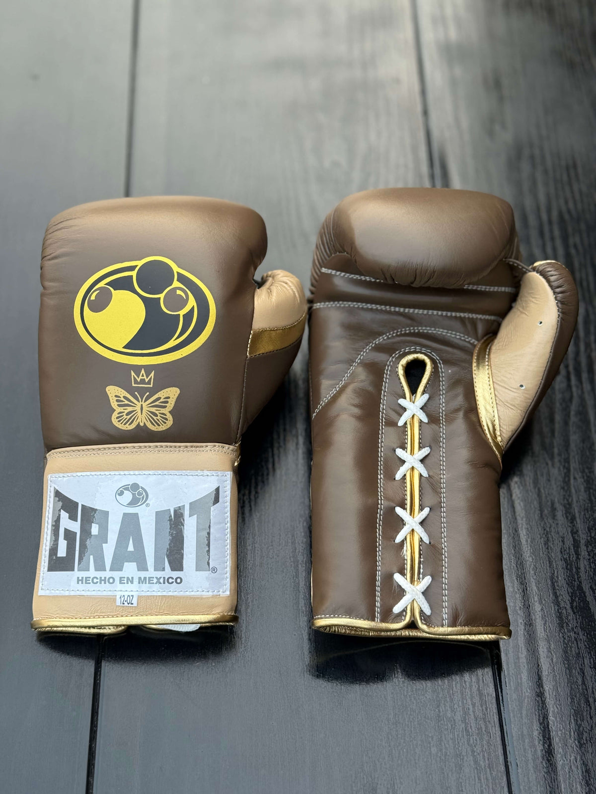 Grant Boxing Sets Brown/Beige/Gold Training Set with Gloves Front View