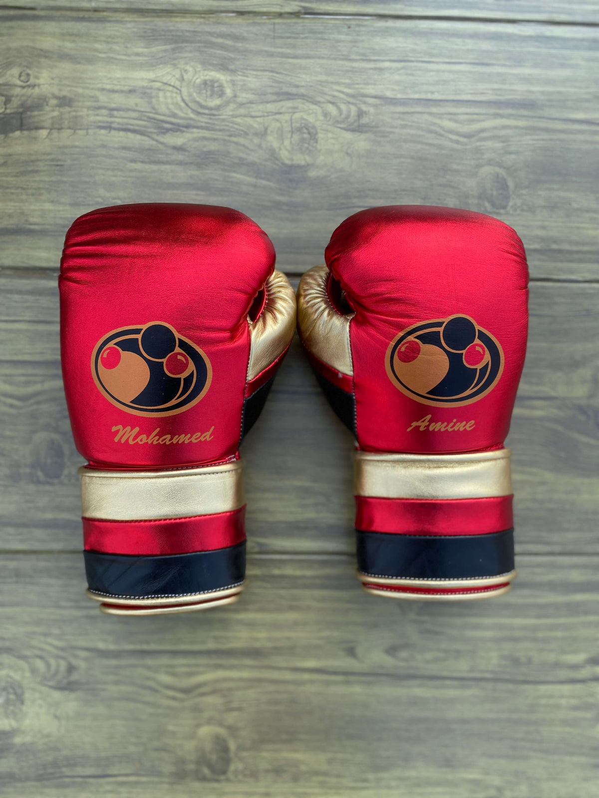 Grant Boxing Sets Red/Gold/Black Curved Gloves Back View