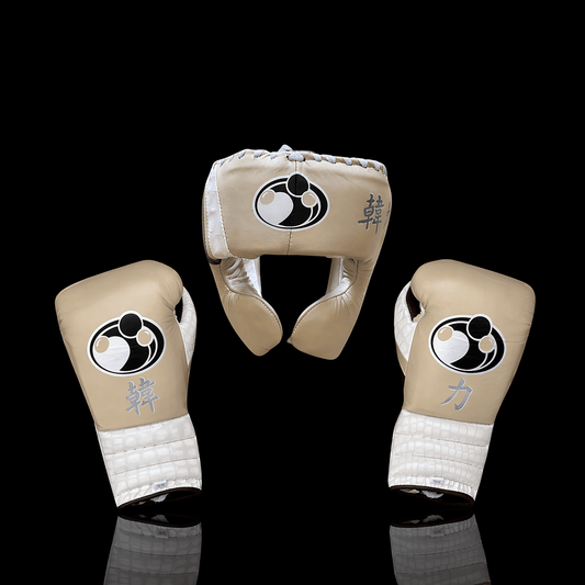 Grant Boxing Set Beige/White/Brown Gym Training Gloves Headguard