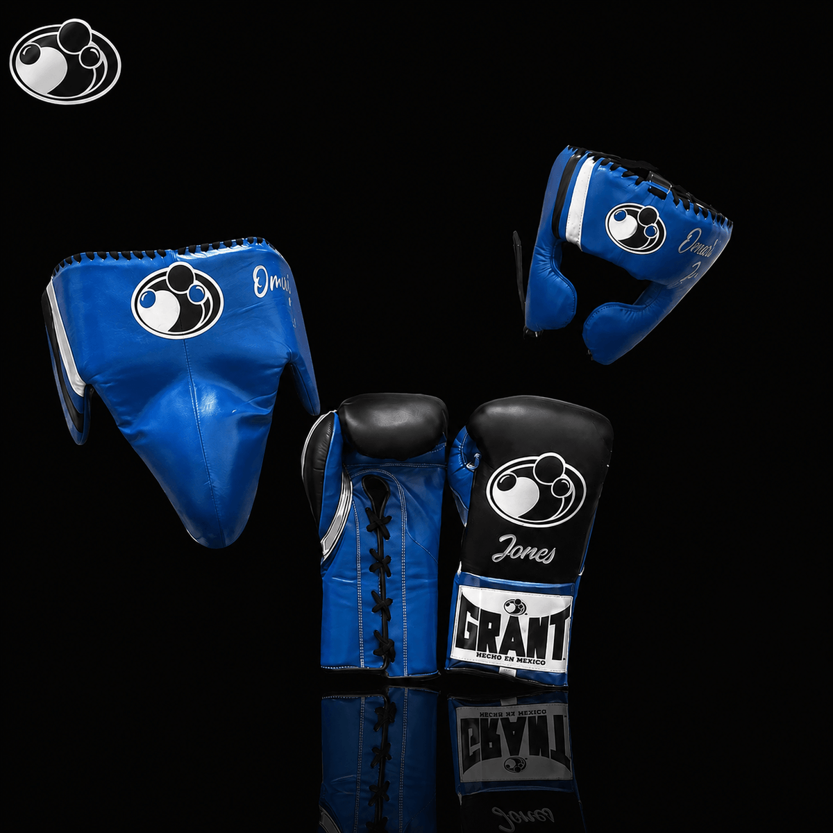 Grant Full Gear Boxing Set Blue/Black/Silver 14oz Gloves Training Pack 