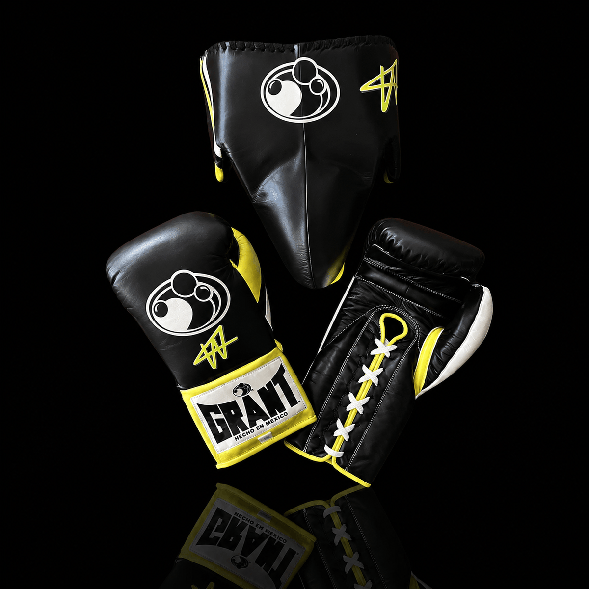 Grant Sparring Boxing Set Black/Yellow/White Complete Gear Bundle