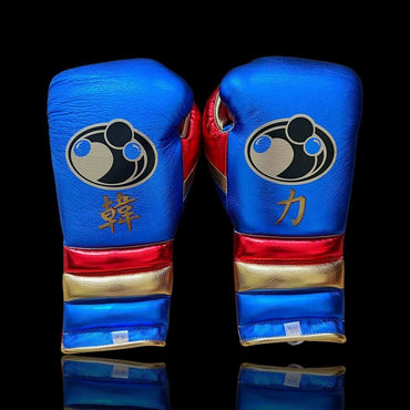 Grant Blue/Red/Gold Boxing Set Gloves Back View