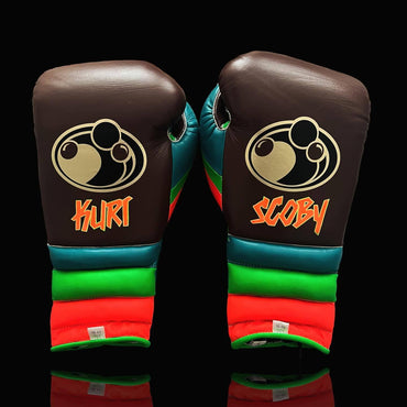 Grant Boxing Set Brown/Blue/Green/Orange Lace-Up Gloves