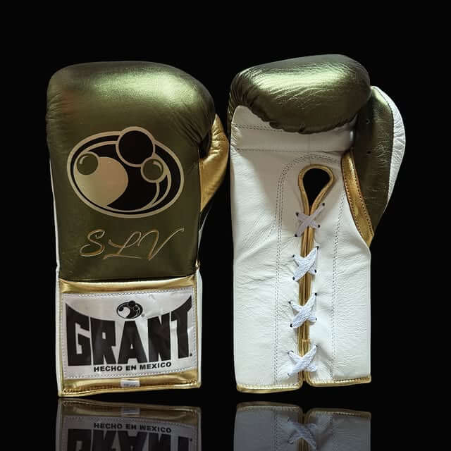 Grant Green/White/Gold Boxing Set 14oz Gloves