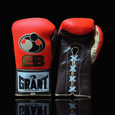 Grant Boxing Set Orange/Brown/Gold Lace-Up Gloves