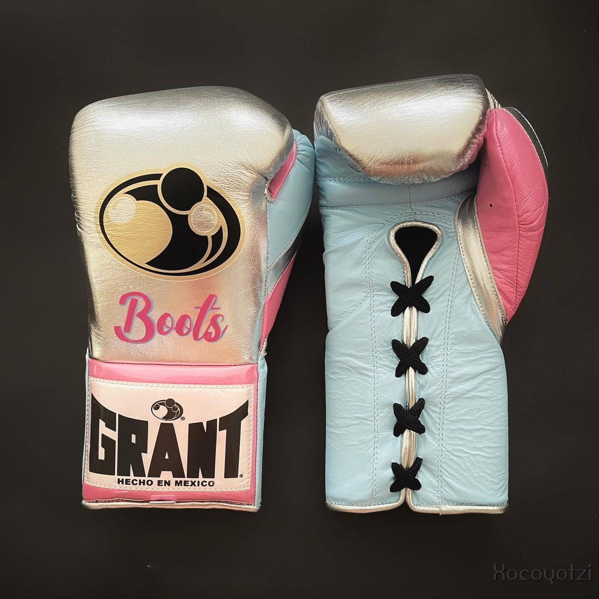 Grant Beginner Boxing Set Silver/Sky-Blue/Pink Gloves