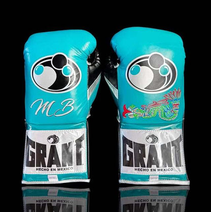 Grant Boxing Gloves Set Sky-Blue/Black/Silver Gloves Back View