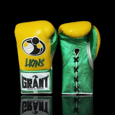 Grant Leather Boxing Set Yellow/Green/Silver Gloves