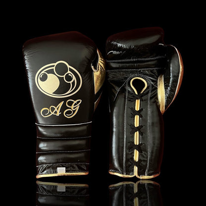 Grant Black/Gold Lace-Up Boxing Gloves Classic Training Gloves