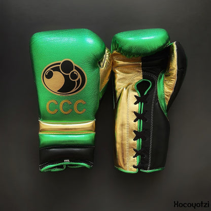 Grant Green/Black/Gold Boxing Gloves 14oz Premium Training Gloves