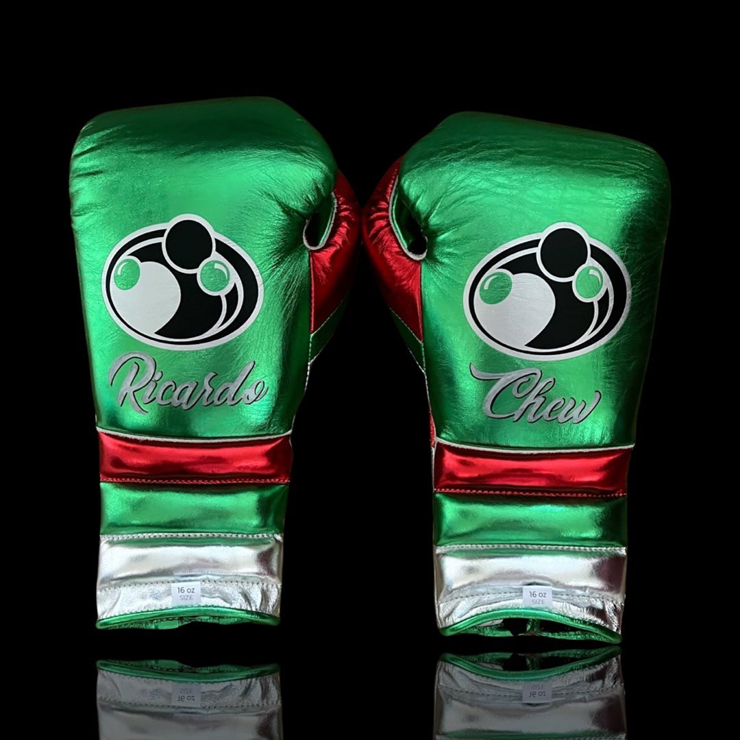 Grant Green/Red/Silver Boxing Gloves Beginner Friendly Training Gloves Back View