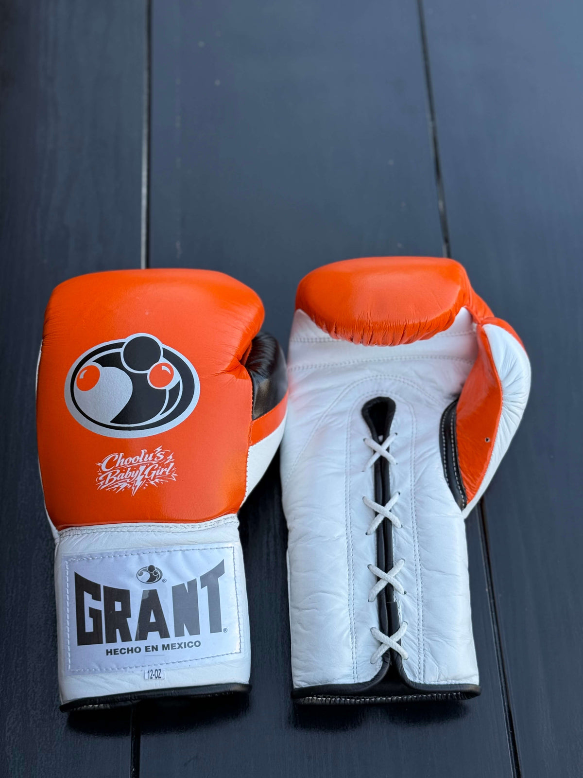 Grant Boxing Gloves Orange/White/Black Leather Training Gloves Front View