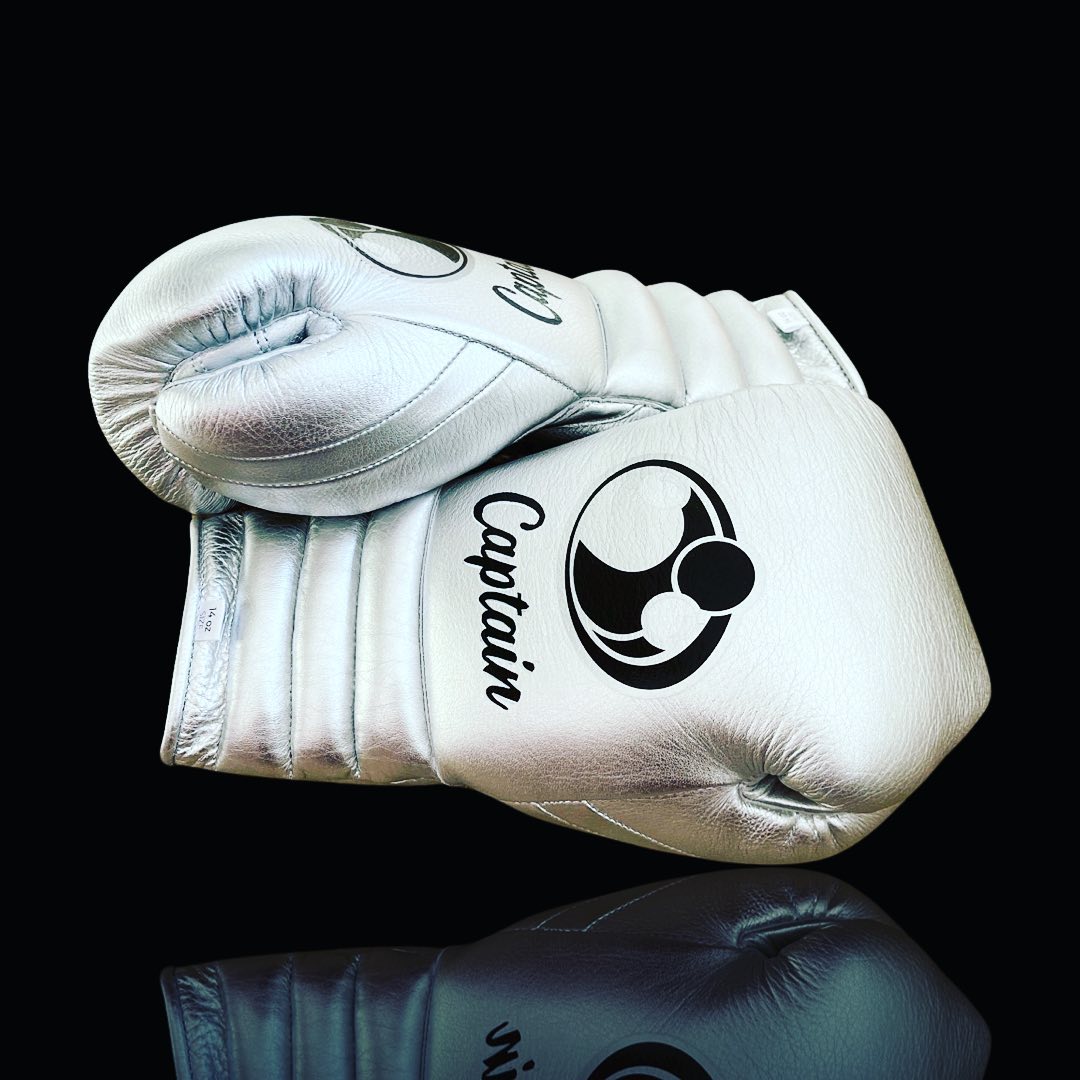 Grant Silver Leather Boxing Gloves Custom Fit Training Thumb View