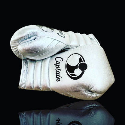 Grant Silver Leather Boxing Gloves Custom Fit Training Thumb View