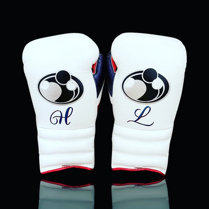 Grant White/Blue/Red Boxing Gloves Women Fitness Training Gloves Back View