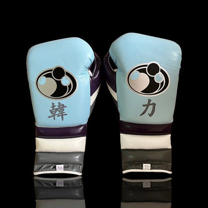 Grant Full Gear Boxing Set Sky-Blue/Purple/White 14oz Gloves Back View