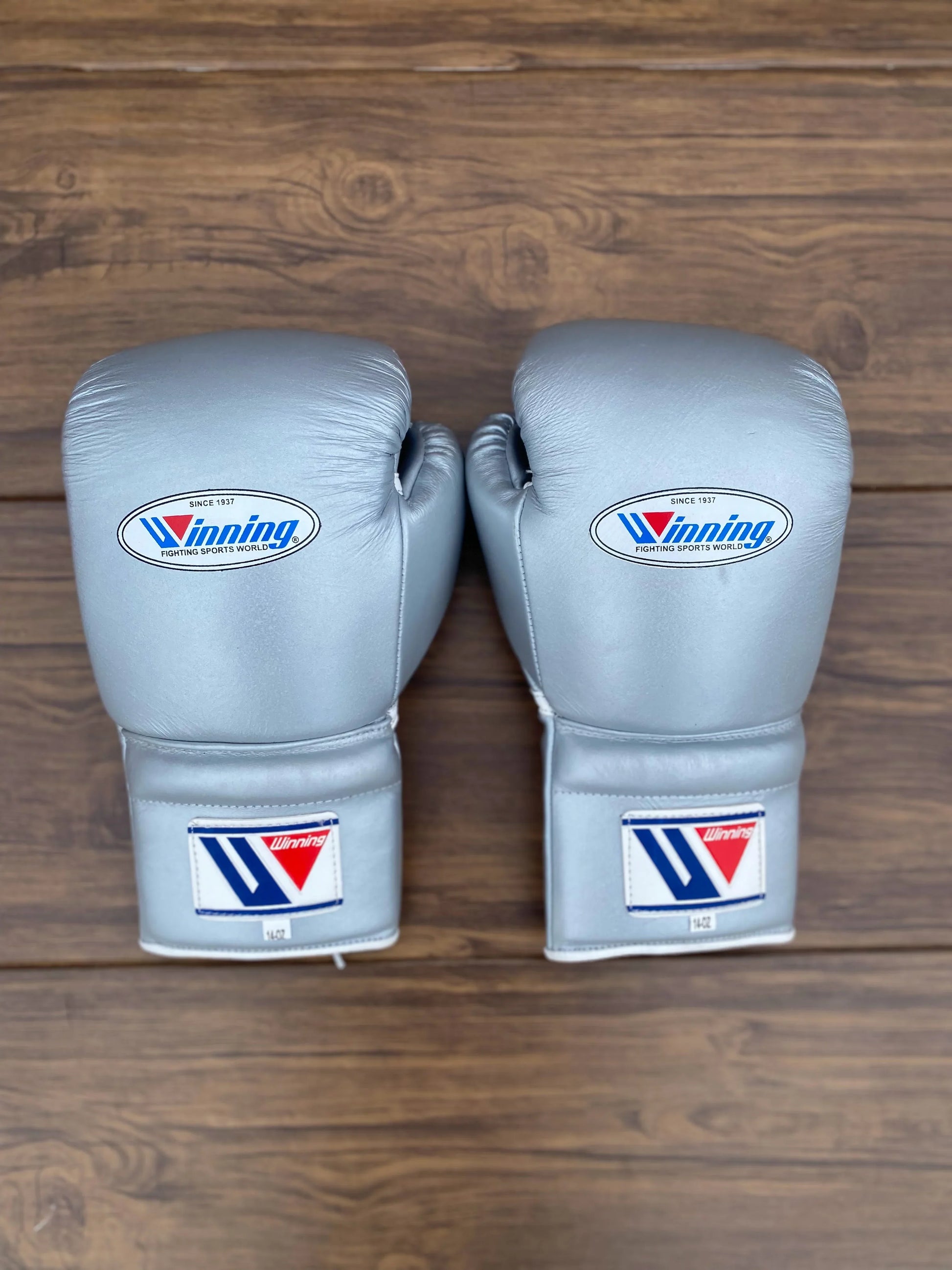 Winning Silver Boxing Set front gloves