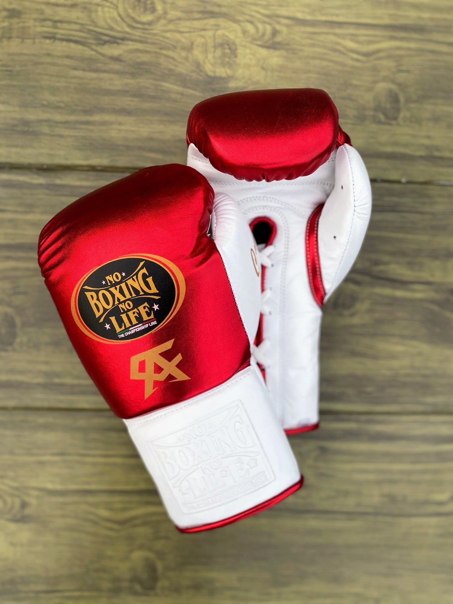 No Boxing No Life Boxing Gloves | Lace-Up | Red/White