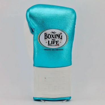 No Boxing No Life Sky Blue & White Lace-Up Boxing Gloves Front View