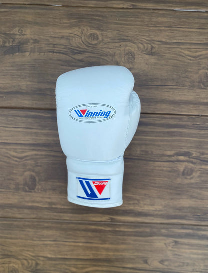 White set Boxing Gloves front side Winning Logo