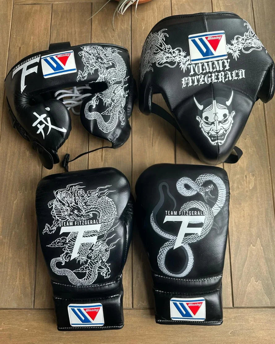 Customizable Winning Black Boxing set | Winning Head guard and Groin g ...