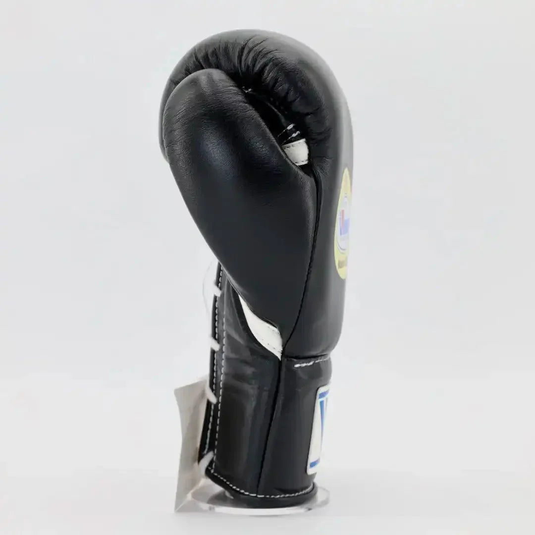 Side Image of Winning Black Boxing Gloves - Lace-up (Japanese Logo)