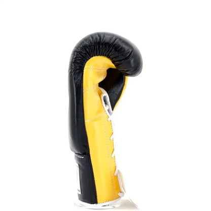 Winning Black & Yellow Lace-Up Boxing Gloves Japanese Logo Other Side View