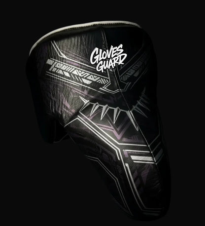Black guardwith white design and 'Gloves Guard' branding on a black background