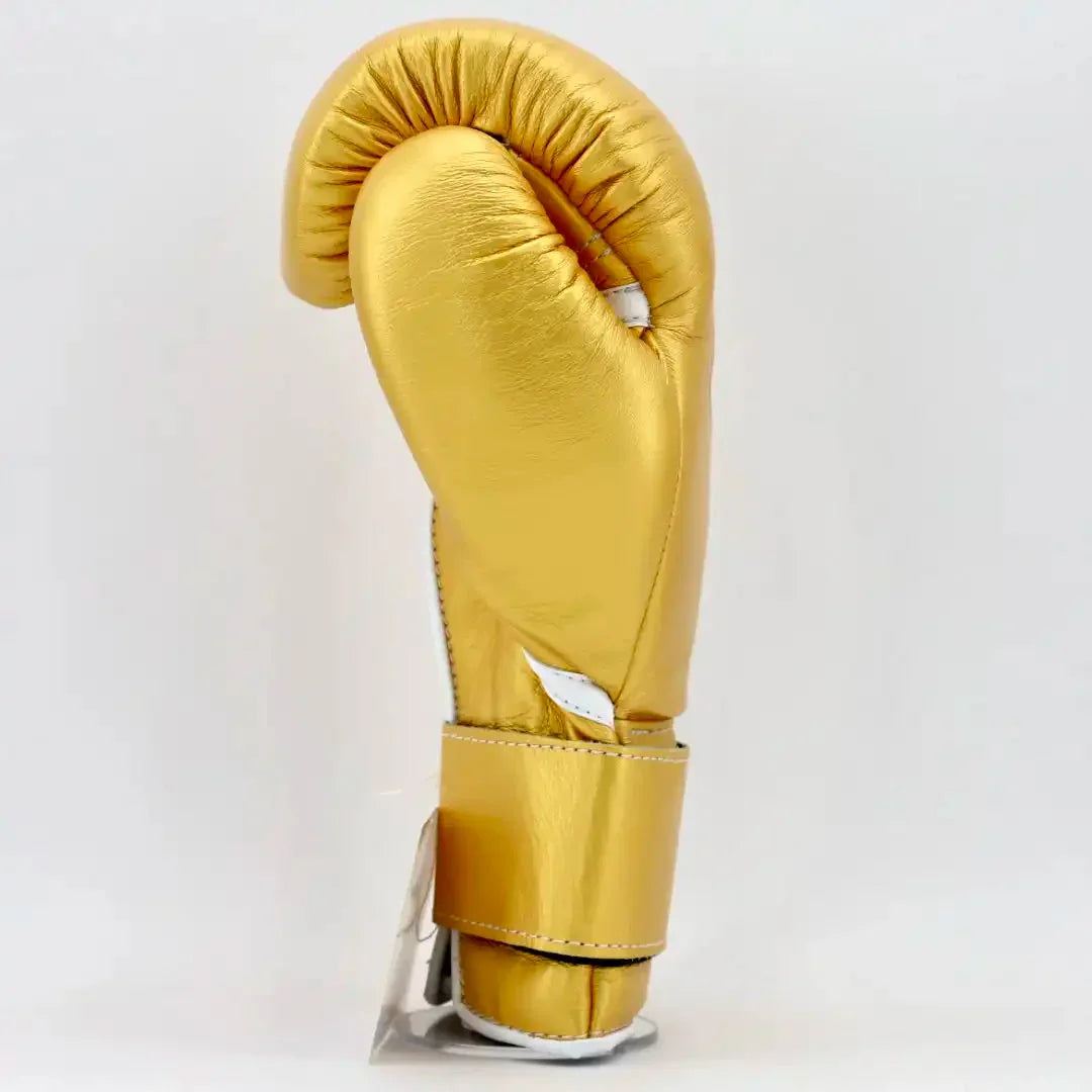Winning Gold Velcro Boxing Gloves Back View