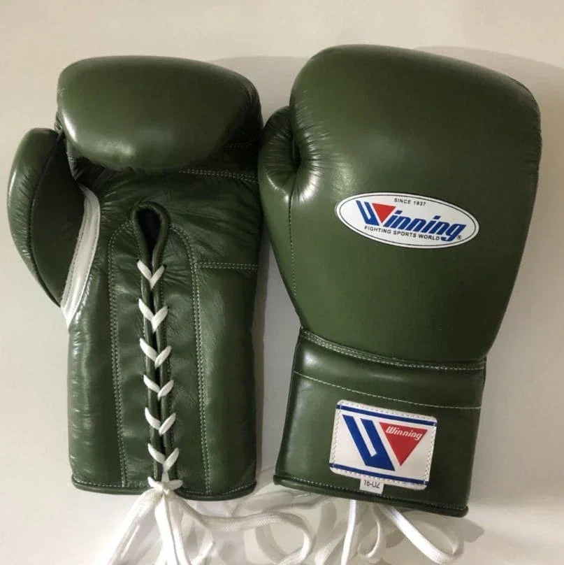 Image of Winning Light-Green Boxing Gloves - Lace-Up