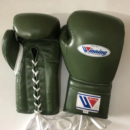 Image of Winning Light-Green Boxing Gloves - Lace-Up