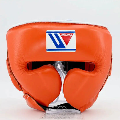 View of Winning Orange Headgear - Cheek Protector Front View