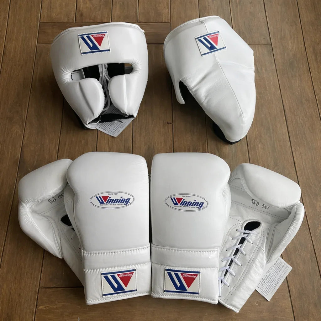 Winning White Boxing Gloves Full Set with Protections