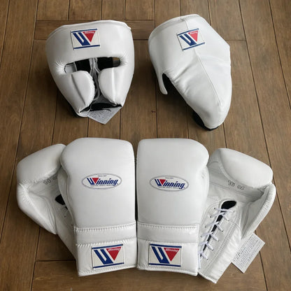 Winning White Boxing Gloves Full Set with Protections