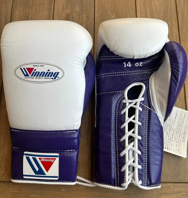 Pic of Winning White/Purple Boxing Gloves Lace-Up